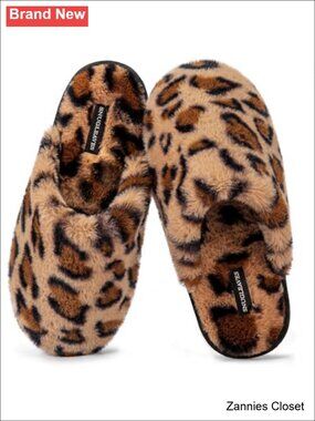 🎄 Essentials Women's Fuzzy Scuff Slippers Memory Foam Non-Slip House Shoes